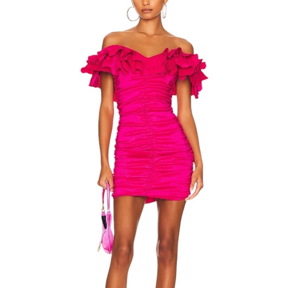 Lovers & Friends NIKOLINA RUCHED DRESS Pink - Picture 1 of 6